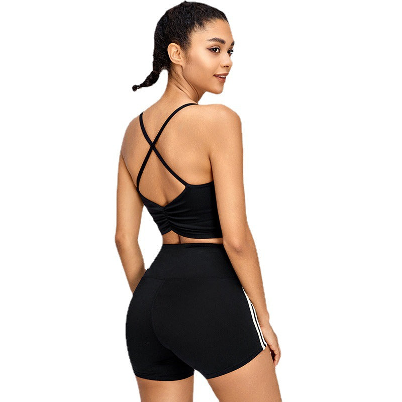 Women's Yoga Set with Bow Back Design High Waisted Butt Lifting Yoga Shorts and Sport Bra for Workouts and Everyday Comfort