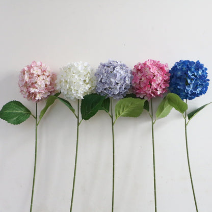 Single Stem Hydrangea Lollipop Floral Arrangement - Realistic Silk Flowers for Wedding Decor, Indoor Bouquets, and Aisle Accent Pieces