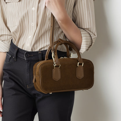 Luxury Korean Inspired Suede Leather Tote Bag Spacious High End Handbag for Business and Commute Versatile Crossbody Design Authentic Leather Women's Bag