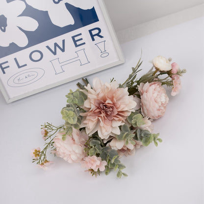 Stunning Faux Flower Bouquet Wall Decoration - Elegant Wreath for Home Décor and Wedding Centerpieces - CF01012