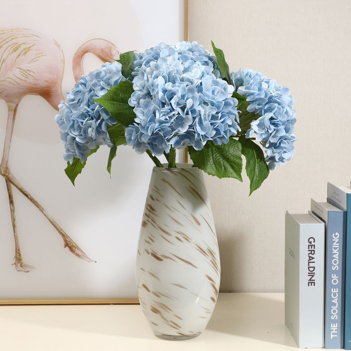 Soft Gel Hydrangea Silk Flower Bouquet - Realistic Home Décor for Living Room - Ideal Faux Floral Arrangement for Elegant Centerpieces and Handheld Bouquets