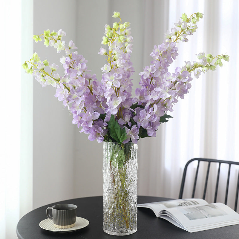 Stunning Nordic-Inspired Home Décor Wedding Photography Props: Realistic Faux Flowers Including Delicate Delphinium, Charming Violet, and Elegant Hyacinth