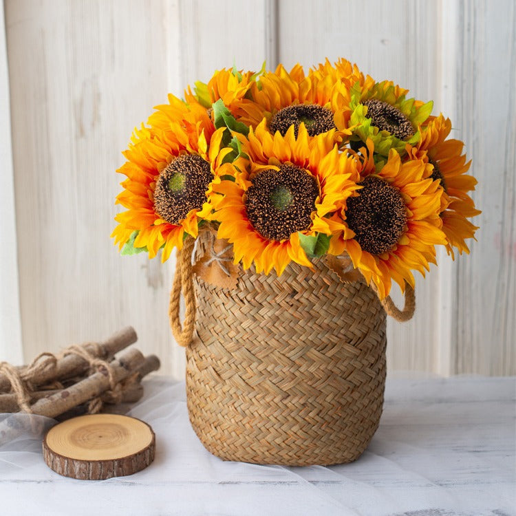 5-Inch Single Stem Artificial Sunflower in Silk Fabric - Perfect for Wedding and Home Decor, Vibrant and Lifelike Floral Accent