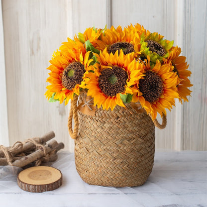 5-Inch Single Stem Artificial Sunflower in Silk Fabric - Perfect for Wedding and Home Decor, Vibrant and Lifelike Floral Accent