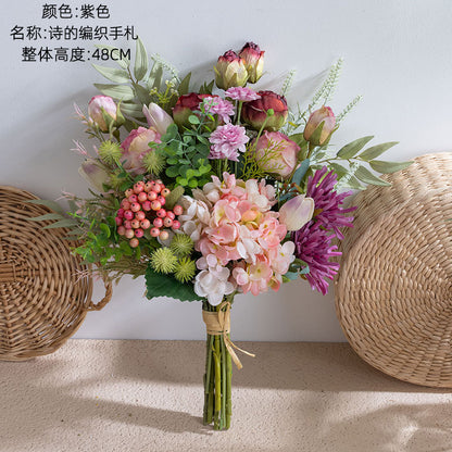 Elegant Poetic Weaving Notebook with Realistic Flower Design – Stunning Handheld Bouquet Wall Decor and Wall Hanging Accent for Home Aesthetics | CF01415