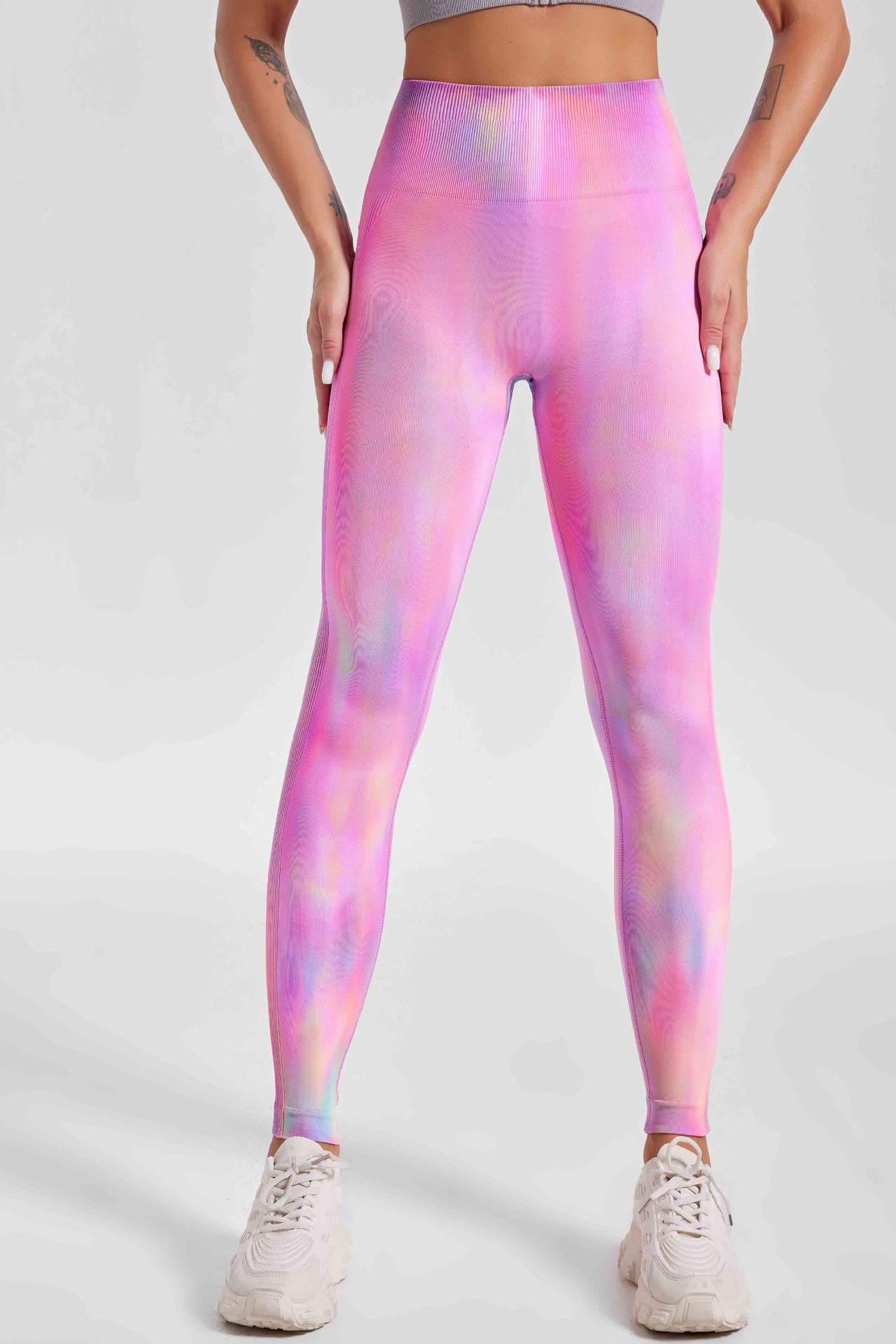 Seamless Tie Dye Aurora High Waisted Yoga Pants Squat Proof Ultralight and Moisture Wicking Workout Leggings for Outdoor Running and Fitness