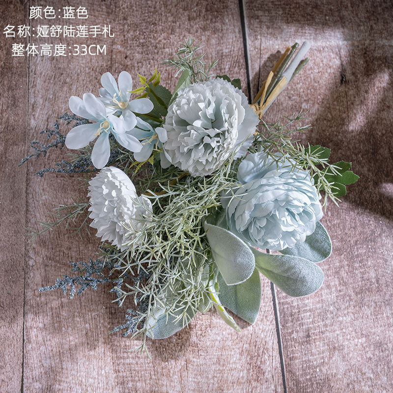 Elegant Asher Lu Lian Handcrafted Silk Flower Bouquet - Stunning Wedding Decor & Wall Hangings for a Dreamy Atmosphere (CF01407)