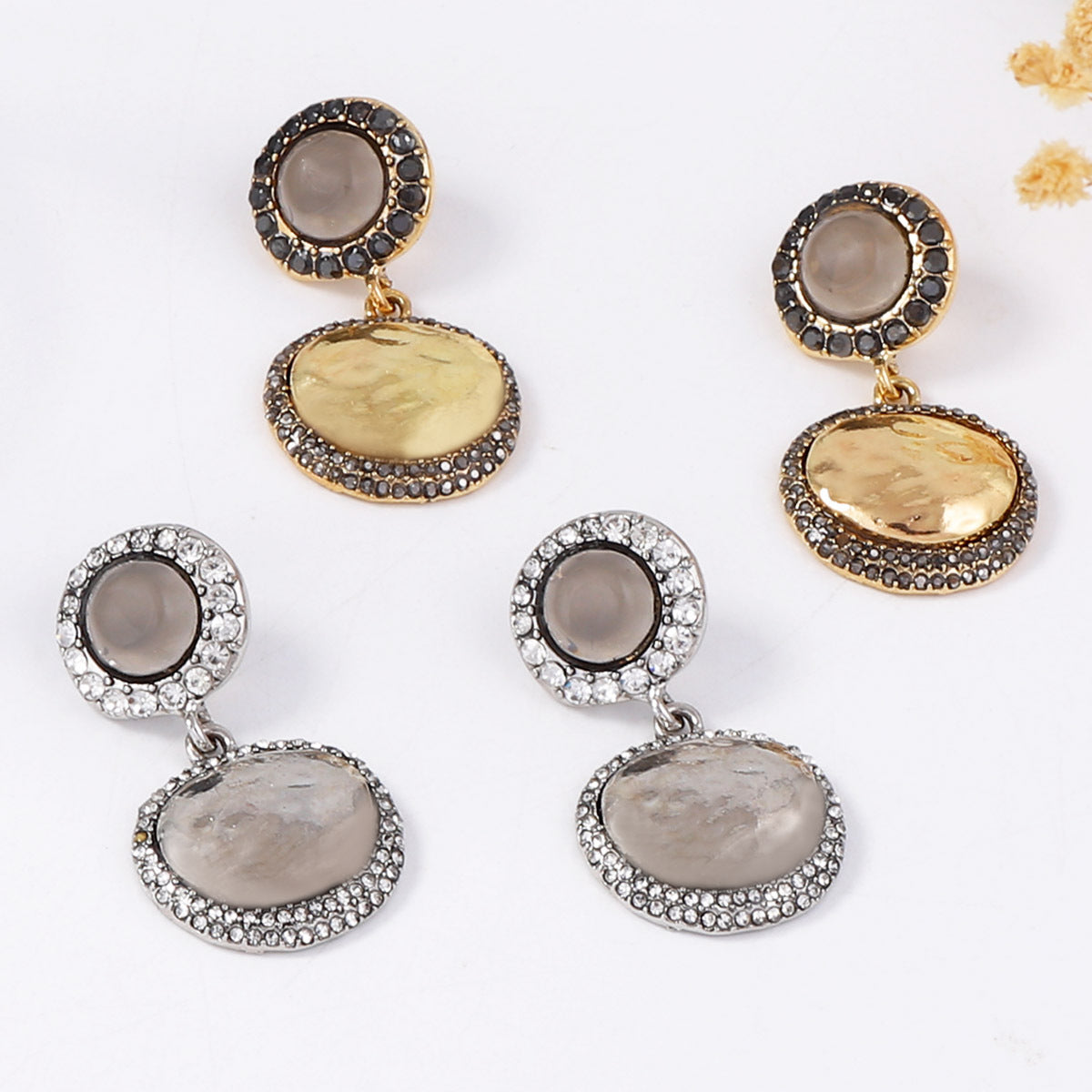 Trendy Vintage-Inspired Geometric Button Earrings - Unique Alloy Design for Effortless Style and Versatile Everyday Wear