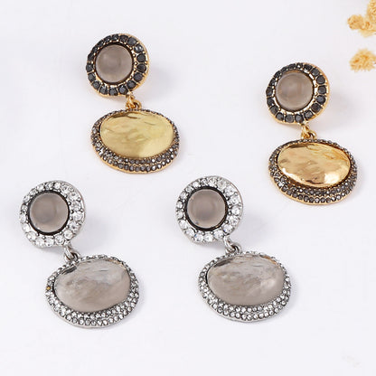 Trendy Vintage-Inspired Geometric Button Earrings - Unique Alloy Design for Effortless Style and Versatile Everyday Wear