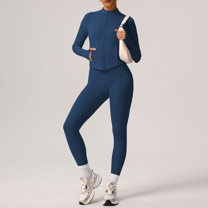 Quick Dry Warm Long Sleeve Top Leggings Yoga Set Fleece Lined Durable Running Fitness Outfit for Comfort and Performance