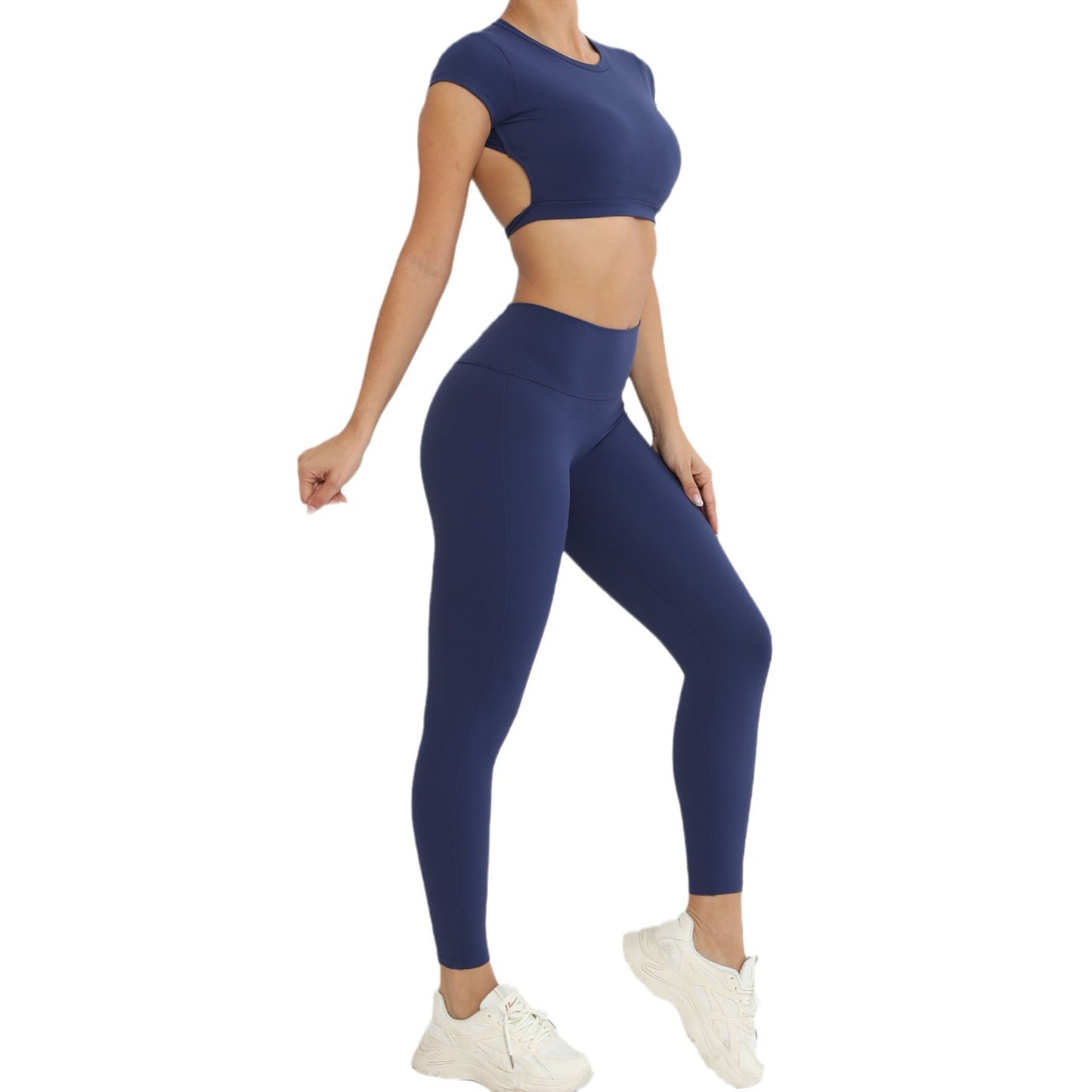 Hollow Back Yoga Set for Women Sporty Workout Ensemble with Built in Bra and High Waisted Leggings for Comfort and Flexibility