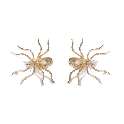 Trendy Urban Chic Oversized Alloy Spider Stud Earrings - Unique Alternative Design for Bold Fashion Statements