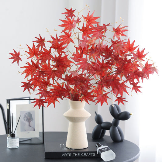 Vibrant Artificial Maple Leaves with Realistic Chicken Foot Design for Stunning Fall-Themed Garden Décor and Landscaping