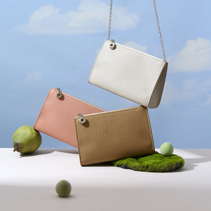 Genuine Leather Women's Shoulder Bag Grain Cowhide Commuter Tote with Minimalist Design and Chic Aesthetic