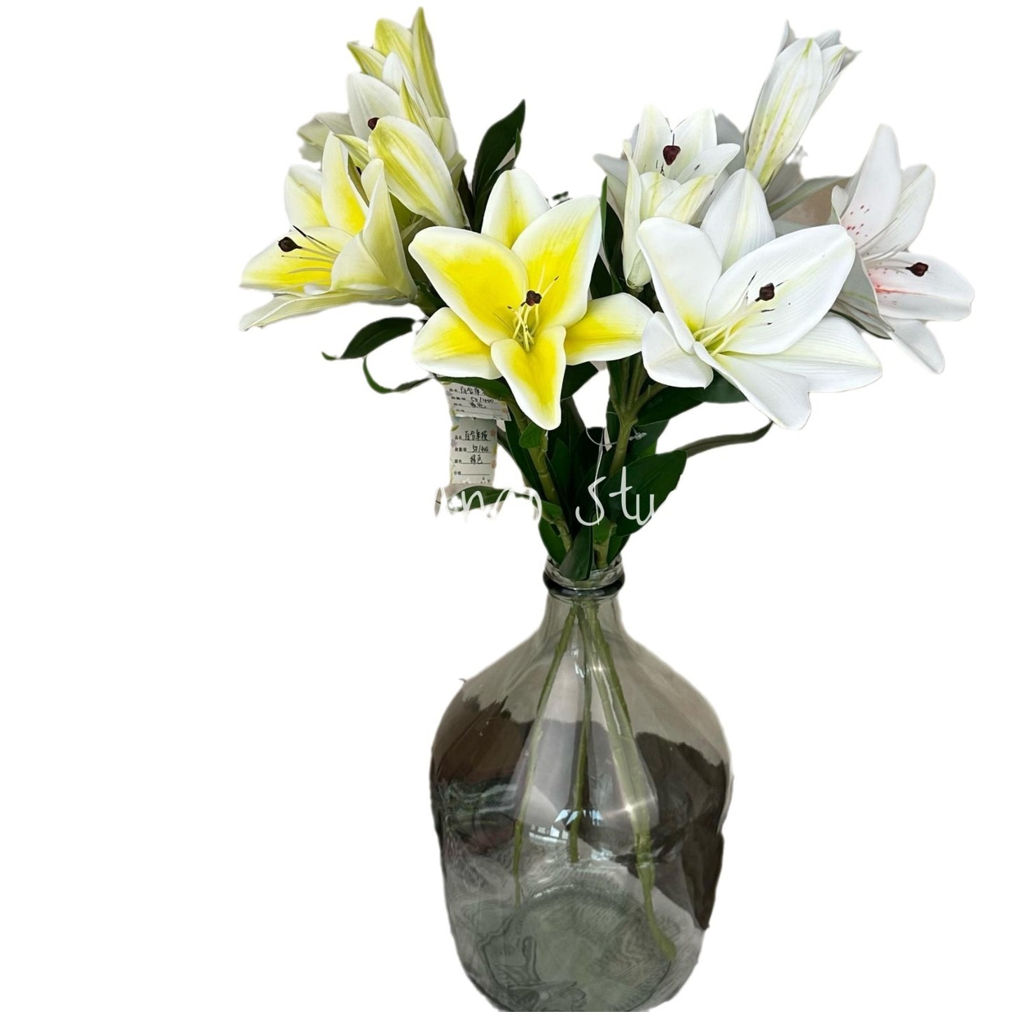 Luxurious 3D Textured Sunlit Lily Artificial Flowers – Elegant Decorative Arrangement for Living Rooms, Weddings, and Special Occasions