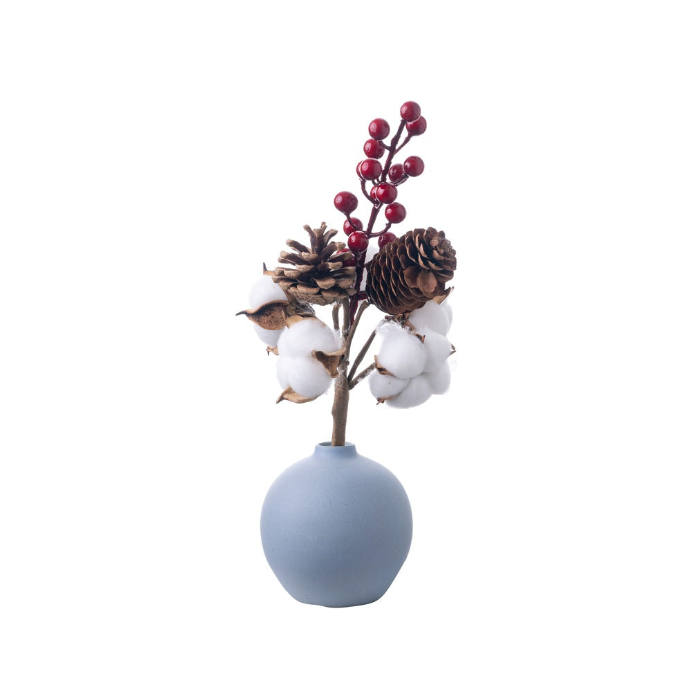 Chic INS Style 5-Head Cotton Flower Bouquet - Stunning Faux Floral Arrangement for Home Décor, Aisle Decorations, and Wedding Celebrations - Durable and Stylish MW61199