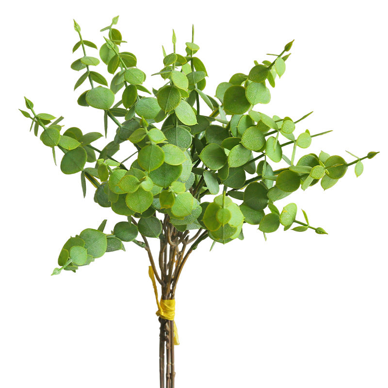 Elegant Minimalist Eucalyptus Leaf Faux Plant Decor – Five-Piece Artificial Greenery for Your Living Room or Home Office Table