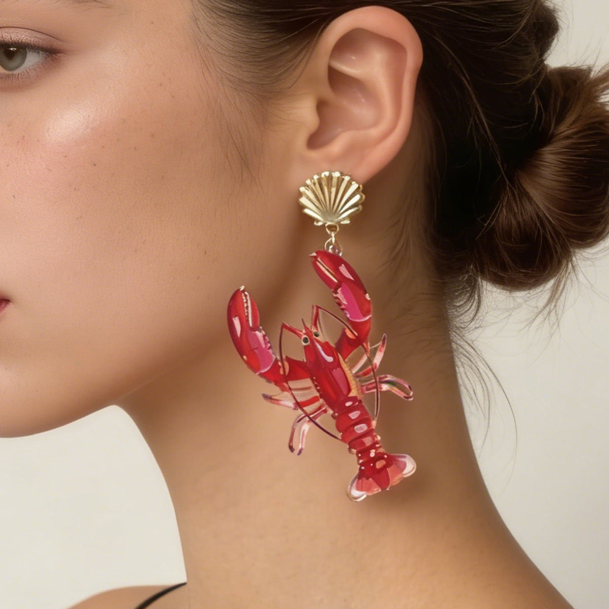 Stylish Vacation Vibe Acrylic Exaggerated Crawfish Drop Earrings – Trendy and Versatile Women's Jewelry