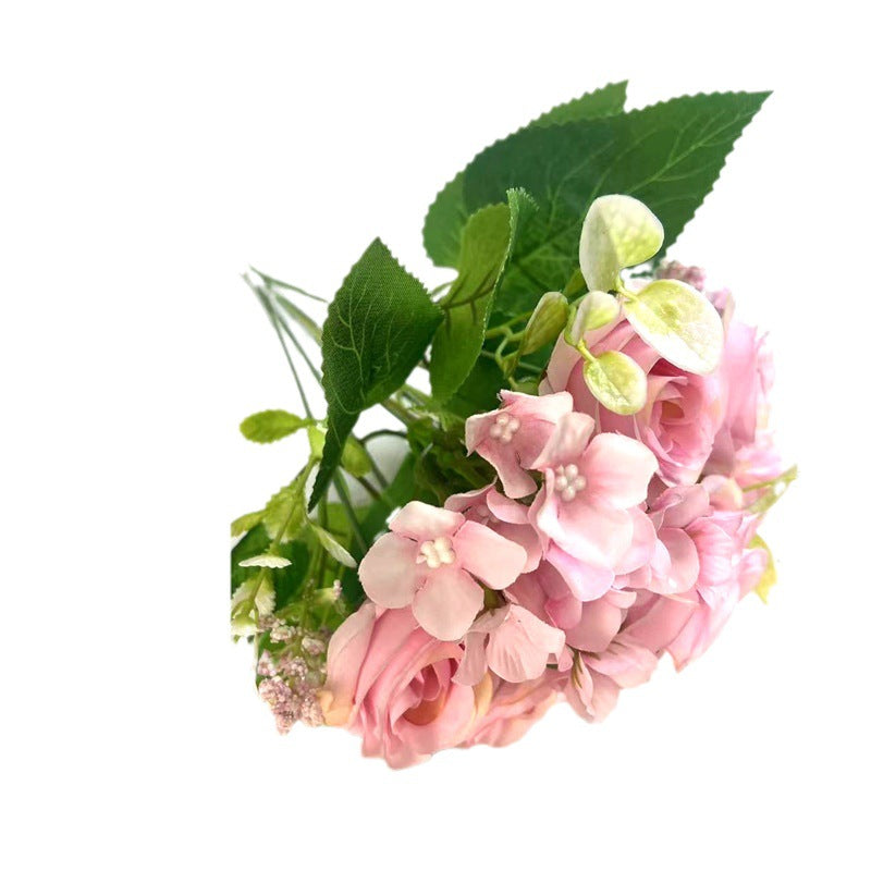 Realistic Faux Rose Plant - Stunning Hydrangea Decor for Home and Wedding Celebrations