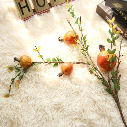 Realistic Pomegranate Fruit and Berry Branch Faux Flowers for Home Décor - Lifelike GFT243Y Artificial Decorations