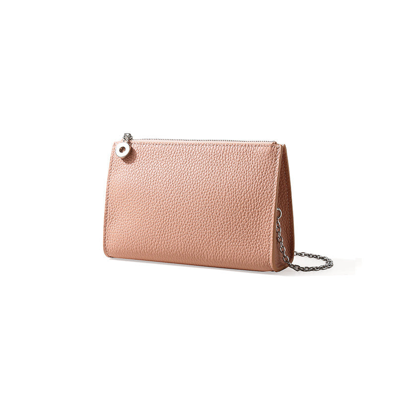 Genuine Leather Women's Shoulder Bag Grain Cowhide Commuter Tote with Minimalist Design and Chic Aesthetic