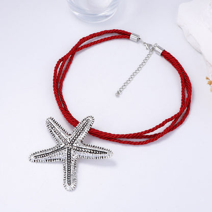Stylish Vintage-Inspired Casual Ocean Vacation Alloy Starfish Pendant Necklace – Versatile and Perfect for Everyday Wear for Women