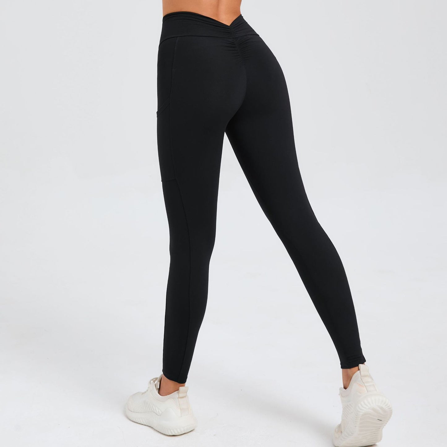 High Waisted Ruched Yoga Pants with Side Pockets for Peachy Butt Lift No Camel Toe for Fitness and Workouts