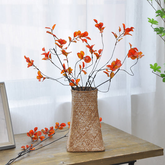 Stunning 57cm Artificial Red Maple Leaf Branch - Luxurious Faux Autumn Decor for Home with Realistic Dried Vines, Perfect for Elegant Floral Arrangements