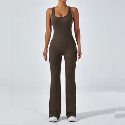 Backless Bodysuit with Butt Lifting Features High Waisted Flare Yoga Jumpsuit for Comfort and Support