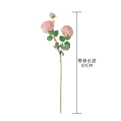 Elegant European-Style 3-Head Peony and Western Rose Artificial Flower Arrangement for Home Decor, Wedding Celebrations, and Wall Art - MW51010