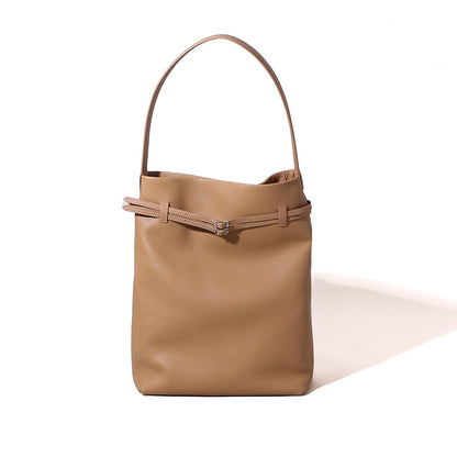 Luxury Spring Leather Handbag for Women First Layer Cowhide Tote with Unique Design Versatile Shoulder Bag and Chic Underarm Style