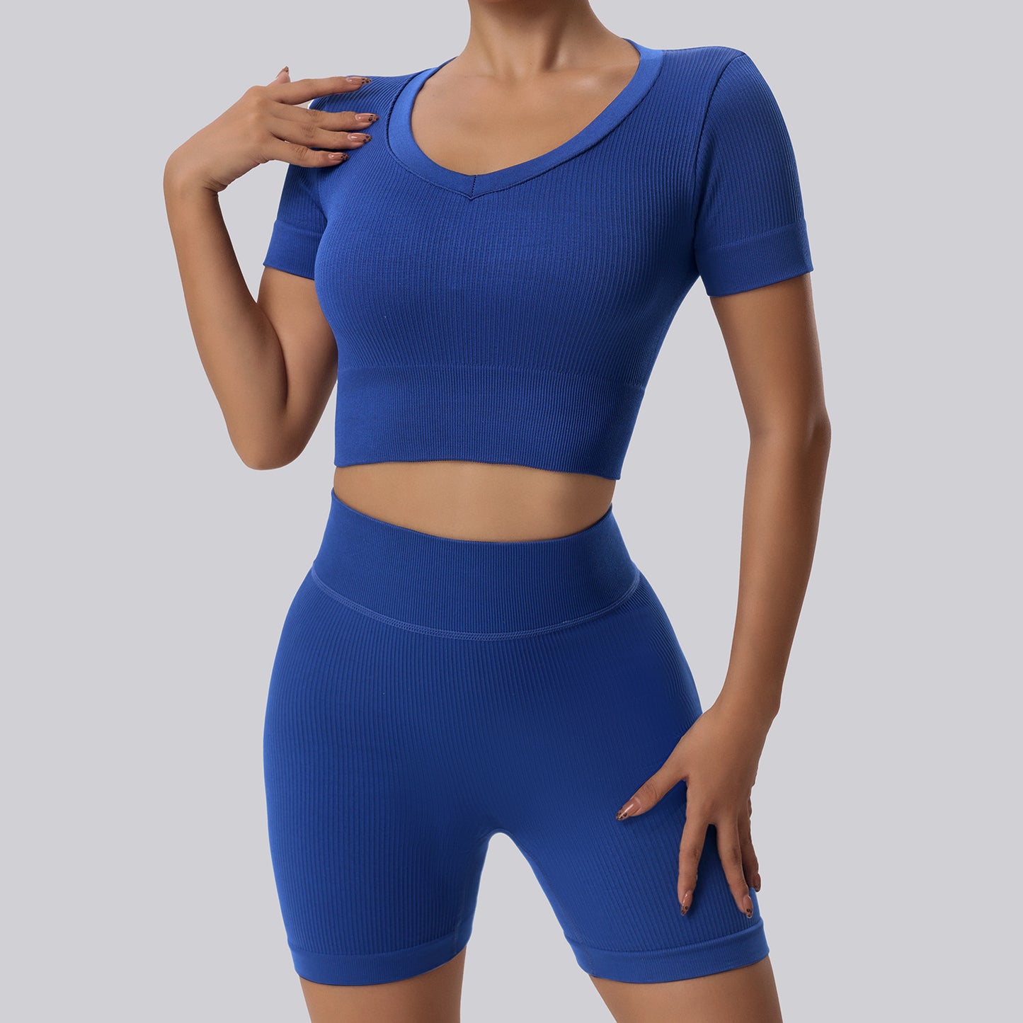 Seamless Ribbed Workout Tank Top and Shorts Set for Running Fitness and Yoga Comfortable and Versatile 2 Piece Activewear Outfit