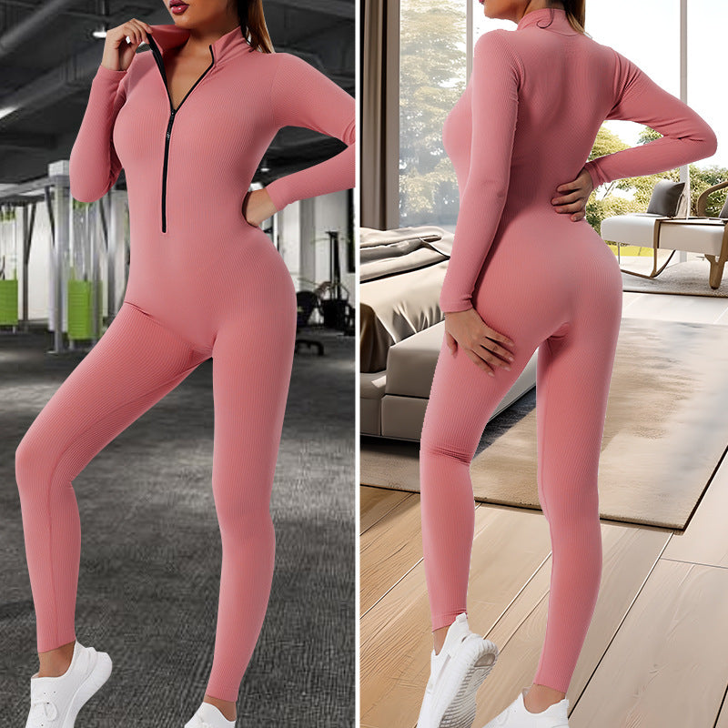 Professional Dance and Athletic Long Sleeve Bodysuit for Women Quick Dry Yoga Outfit with Ribbed Zipper Design for Comfort and Flexibility