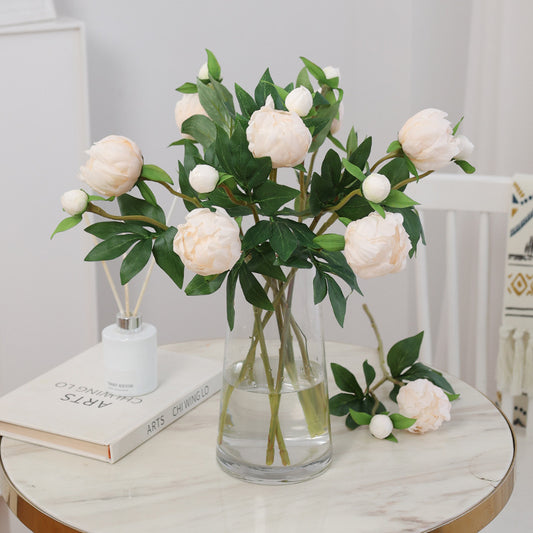 Elegant Miniature European-Style Double-Headed Faux Peony Flowers for Weddings and Home Decor - Beautiful Silk Floral Arrangements Featuring Realistic Faux Peonies and Peonies in Soft Colors