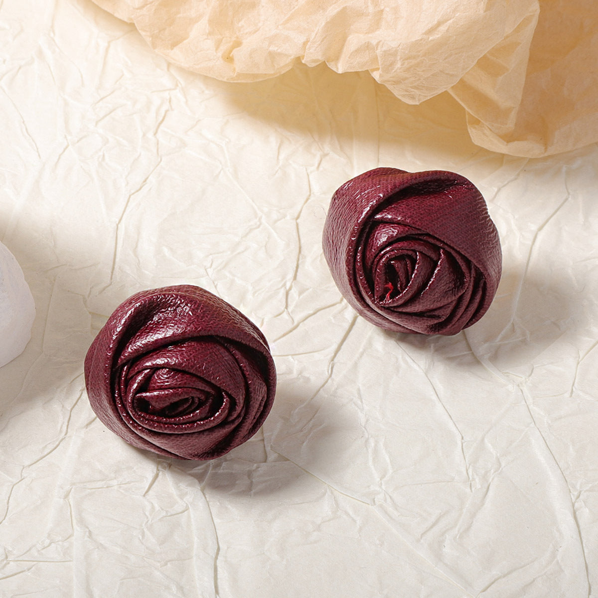 Chic French-Inspired Valentine's Day Leather Rosebud Earrings – Perfect for Winter, Available in Two Stunning Colors, Effortlessly Stylish and Versatile for Every Woman