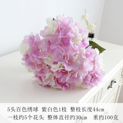 Elegant 5-Head Hydrangea Artificial Flowers - Realistic Silk Floral Arrangements for Weddings, Events, Hotels, and Home Decor