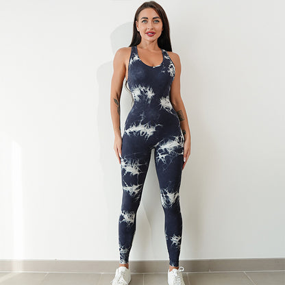 Tie Dye Yoga Bodysuit for Women High Performance Stretch Fabric for Outdoor Fitness Running and Sculpting Your Figure