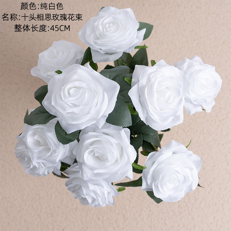 Stunning 10-Stem Artificial Rose Bouquet - Perfect Home Decor Plant for Weddings and Celebrations | Durable, Realistic, and Hassle-Free Floral Arrangement MW23313