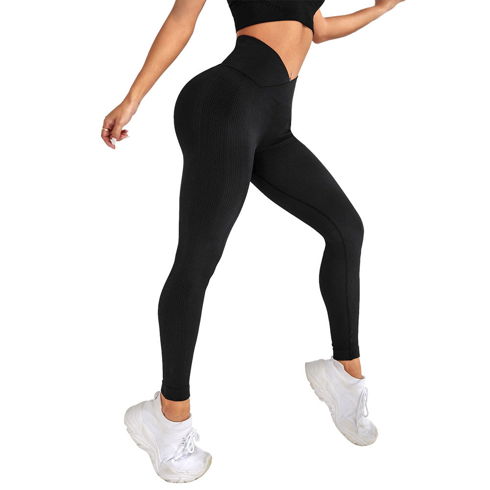 High Waisted Seamless Peach Butt Enhancing Yoga Pants Cross Waist Design for Optimal Fit and Comfort