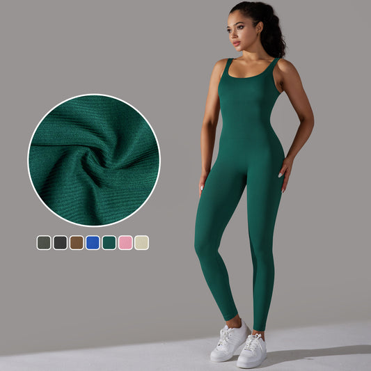 Spring Seamless Ribbed Jumpsuit Sculpting Yoga and Dance Bodysuit for Comfort and Flexibility