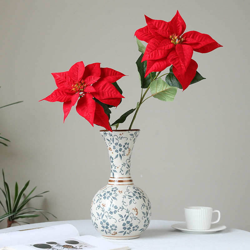 High-Quality Artificial Poinsettia Flowers for Christmas - Vibrant Red Holiday Home and Outdoor Decor, Perfect for Festive Landscaping