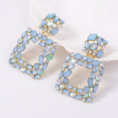 Chic Geometric Square Diamond-Studded Earrings for Unique, Versatile Style - Perfect for Parties and Everyday Wear