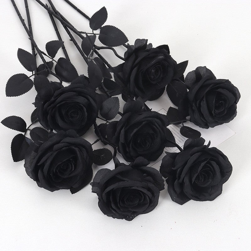 Dark Elegance: Faux Black Rose for Halloween Decor - Stunning Artificial Flowers for Spooky Celebrations and Elegant Arrangements