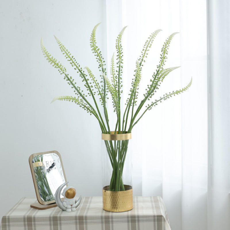 Elegant Faux Green Foxtail Grass Plant - Single Stem, Leafless, Perfect for Home Decor & Weddings - Lifelike Indoor Artificial Greenery