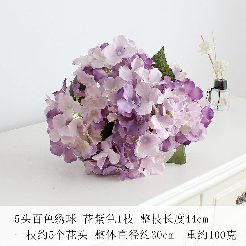 Elegant 5-Head Hydrangea Artificial Flowers - Realistic Silk Floral Arrangements for Weddings, Events, Hotels, and Home Decor