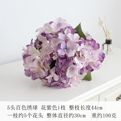 Elegant 5-Head Hydrangea Artificial Flowers - Realistic Silk Floral Arrangements for Weddings, Events, Hotels, and Home Decor