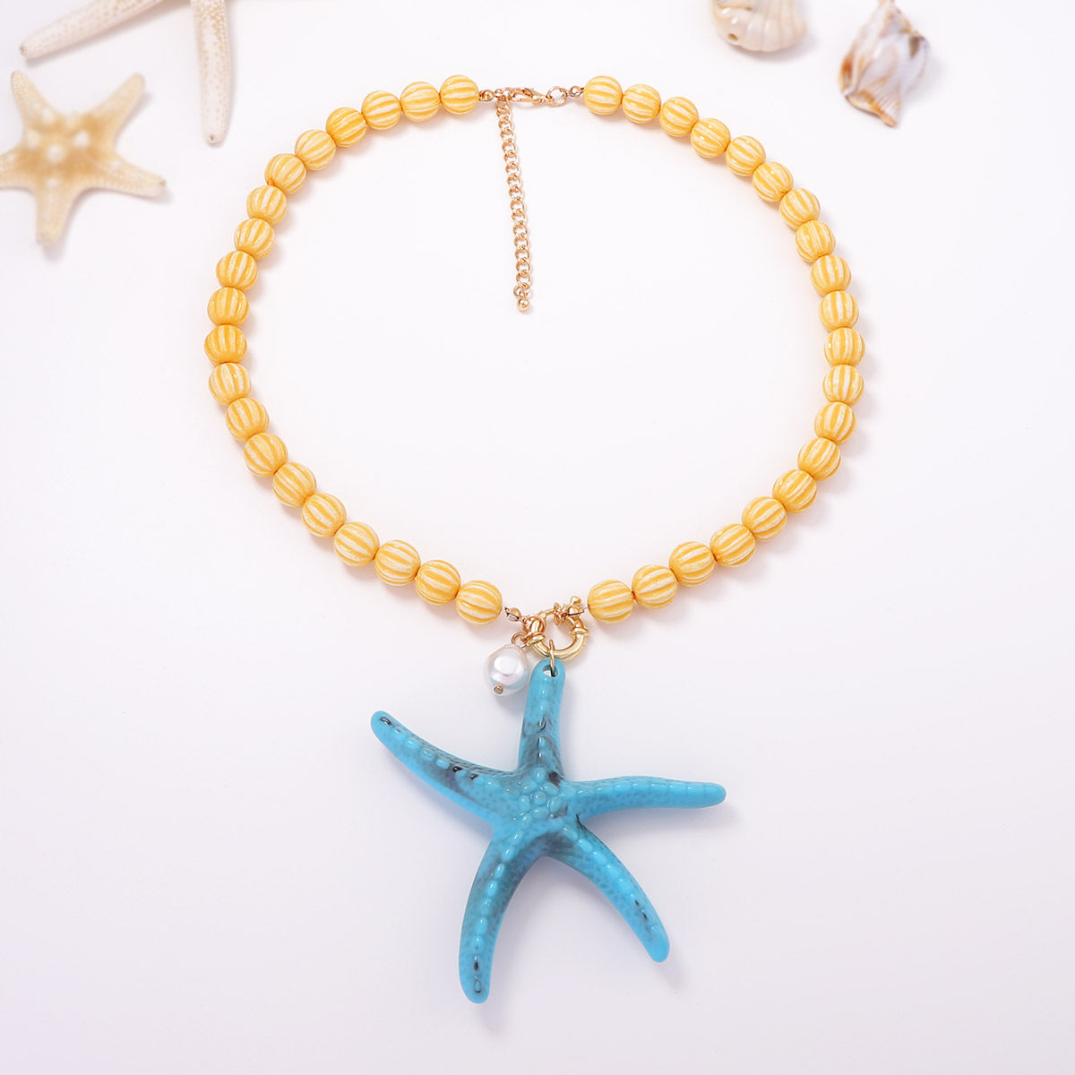 Beach Vacation-Inspired Ocean Life Pendant Necklace with Colorful Beaded Design - Perfect Summer Jewelry for Women