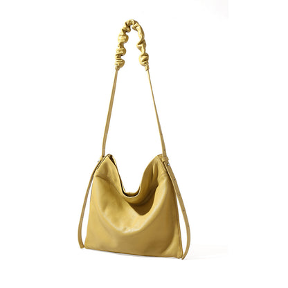 Spacious Genuine Leather Women's Fashion Shoulder Bag Tote and Crossbody Purse with Pleats for Everyday Use