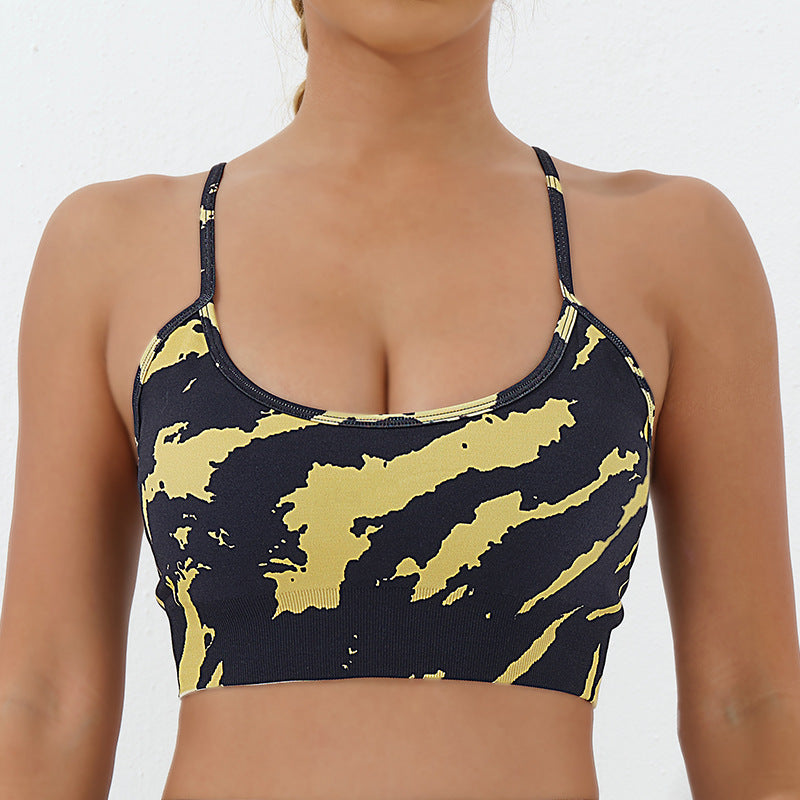 High Intensity Digital Print Sports Bra for Women Breathable Back Support Shock Absorbing One Piece Yoga Athletic Bra