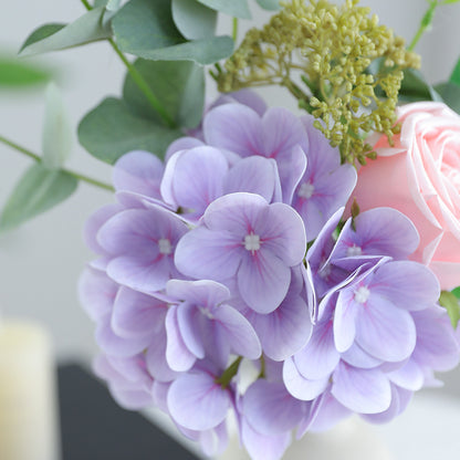 Stunning Bridal Bouquet with 5 Artificial Hydrangea and Rose Flowers - Perfect for Weddings, Home Décor, Entryways, Living Rooms, and Dining Tables